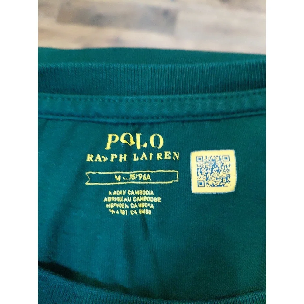 Polo Ralph Lauren Shirt Mens Med Green‎ Tee Tshirt Long Sleeve Limited Use